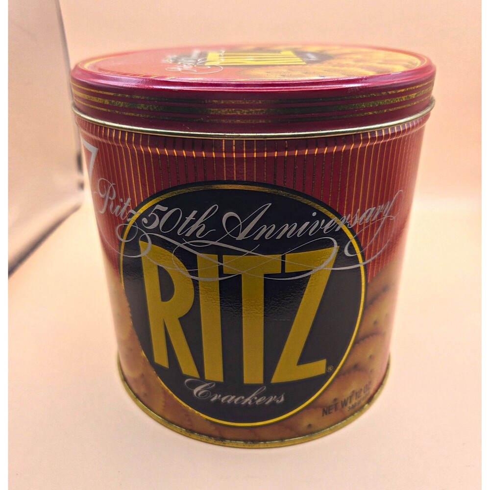 Ritz Crackers 50th Anniversary 1934-1984 Advertising Tin Canister w/ Lid
